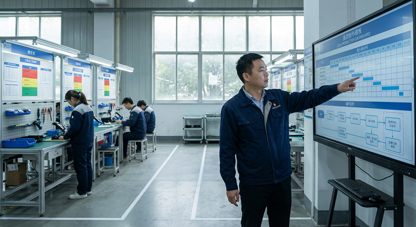 Fast moving assembly line representing efficient manufacturing