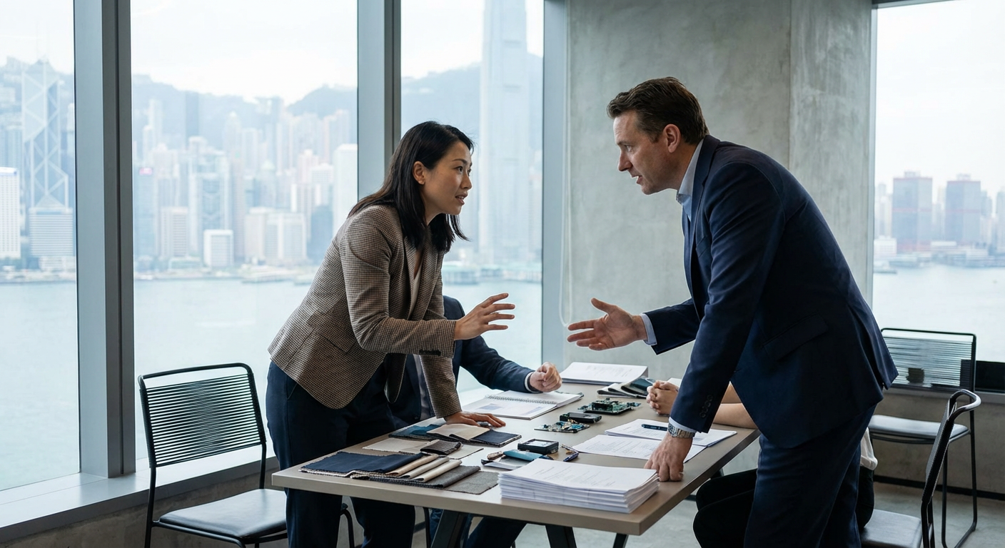 Business negotiation meeting between buyer and supplier