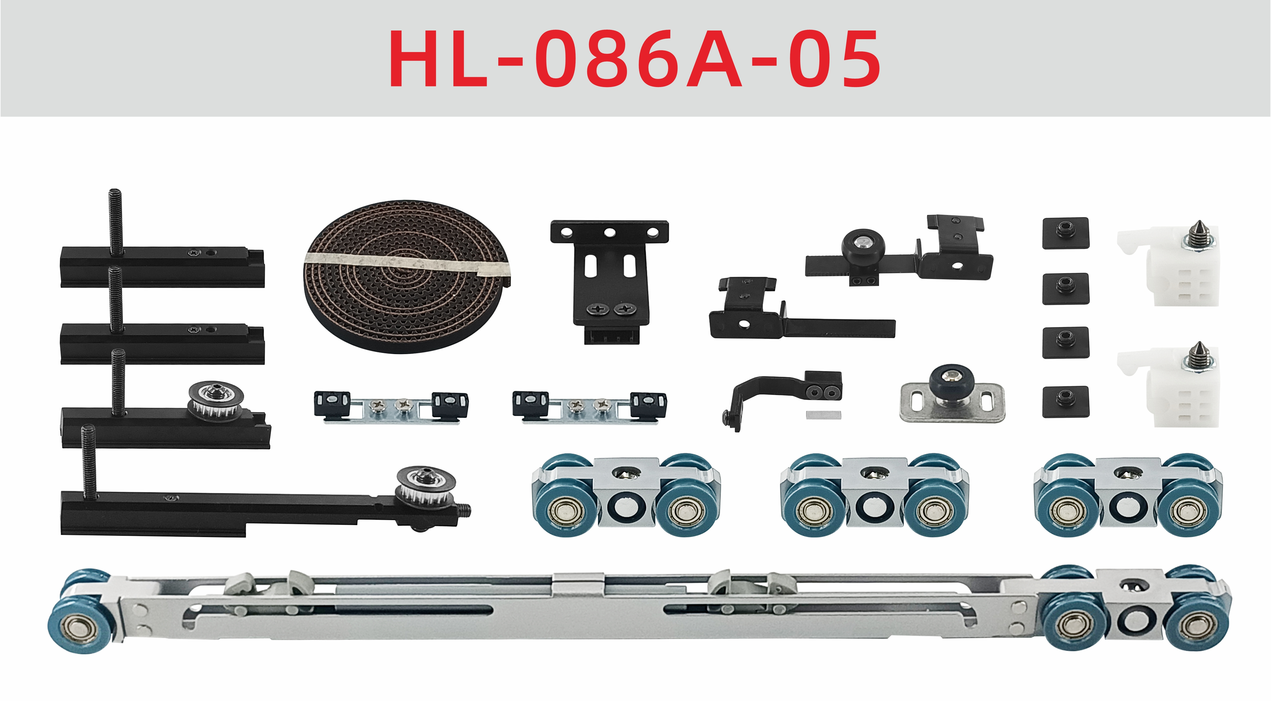 Sliding Door Hardware Kit with Track and Belt