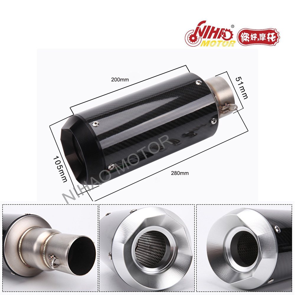 04 BM032CC-02 Motocross Parts Universal carbon fiber CNC Muffler Silence exhaust pipe - Image 2