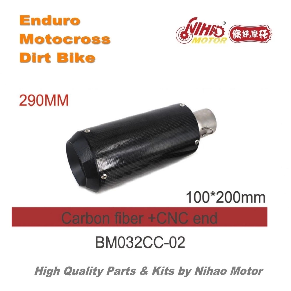 Carbon fiber motorcycle muffler for motocross and enduro bikes