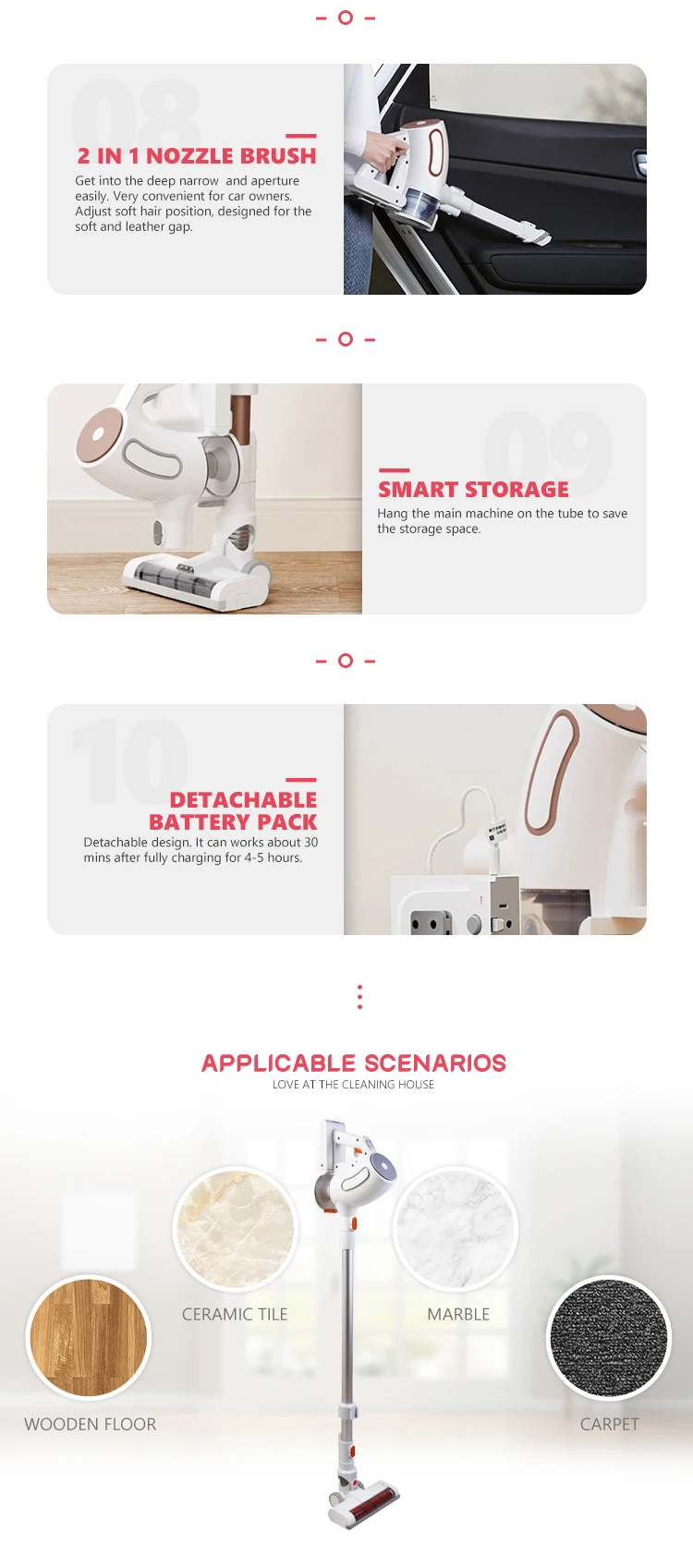 Versatile cleaning scenarios and storage