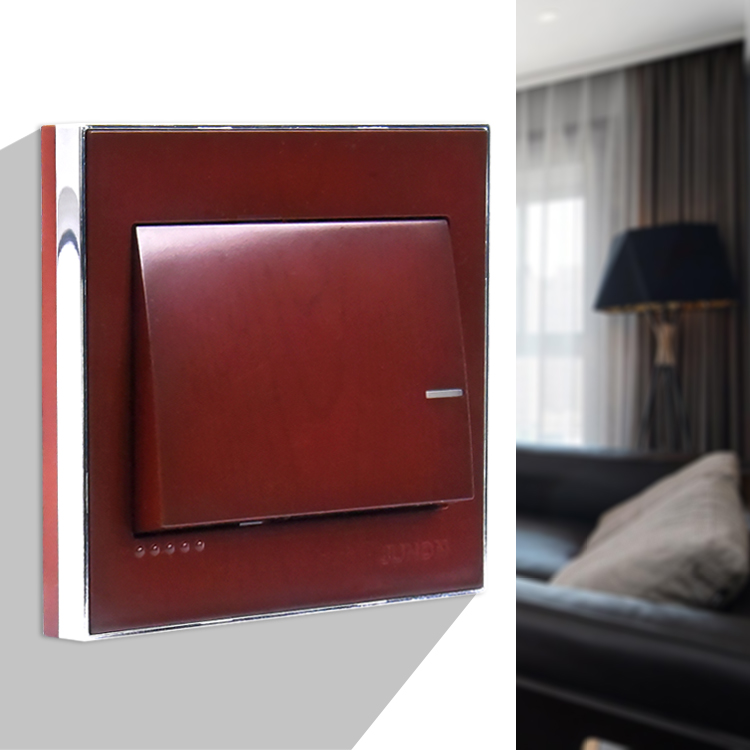 1 Gang 1 Way Light Switch Wooden Cherry - Image 2