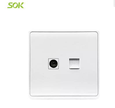 1 Gang TV Socket + 1 Gang RJ45 LAN Outlet – White - Image 2