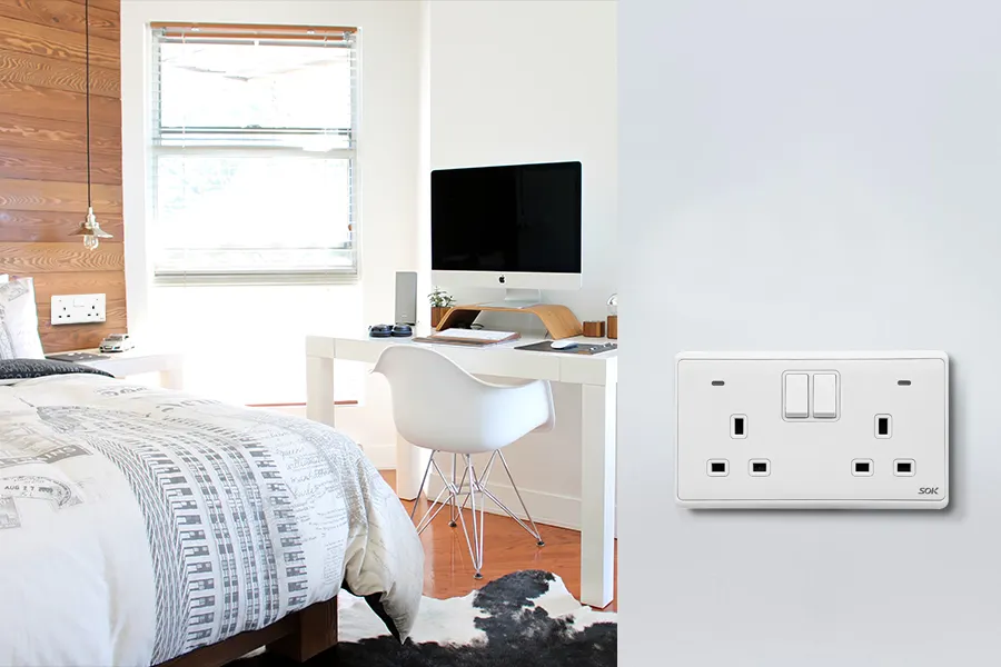 Detailed view of the TV and network ports