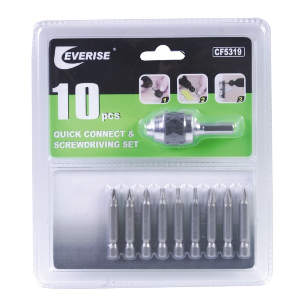Quick Connect Screwdriver Bit Set - 10 Piece