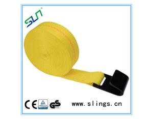 Polyester webbing sling with robust hook attachment