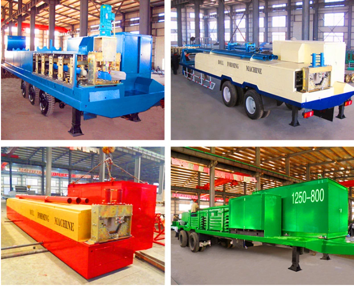 Trailer-mounted arch sheet roof building machine