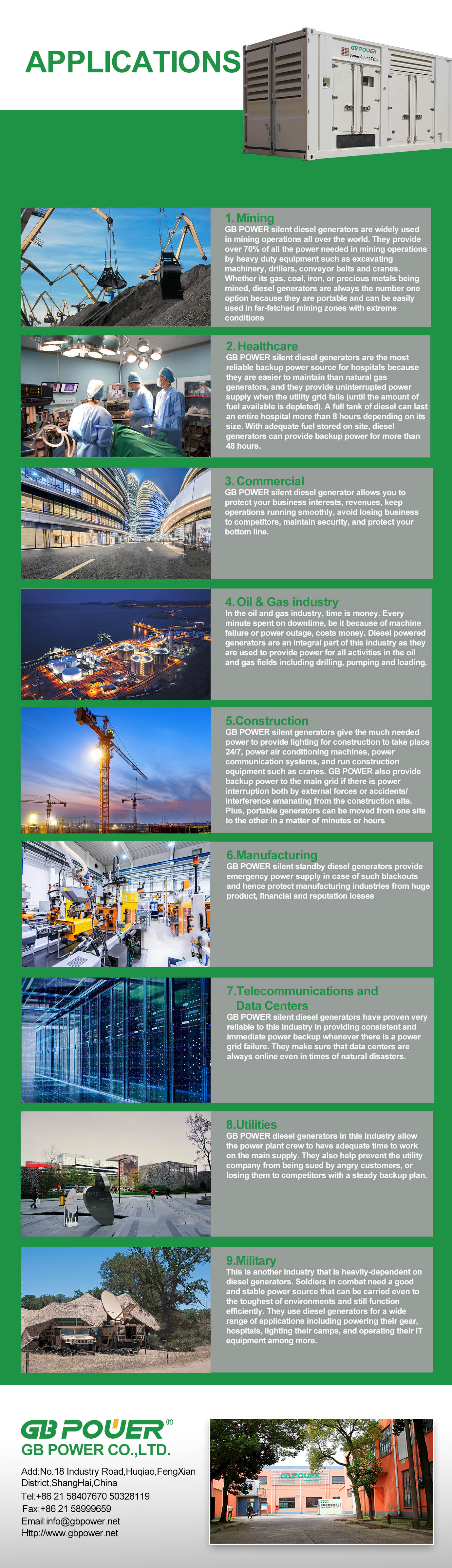 Silent diesel generator applications overview