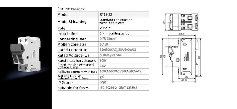 2 Pole RT18-32 Fuse Holder