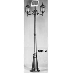 Solar Powered Outdoor Lamp Post with Dual Lanterns