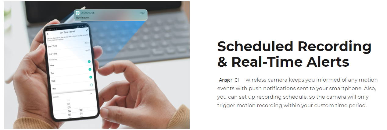 Mobile notification and recording schedule settings
