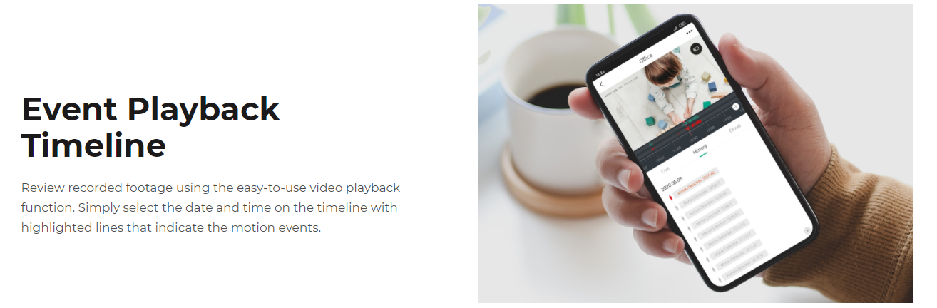 Video playback timeline for motion events