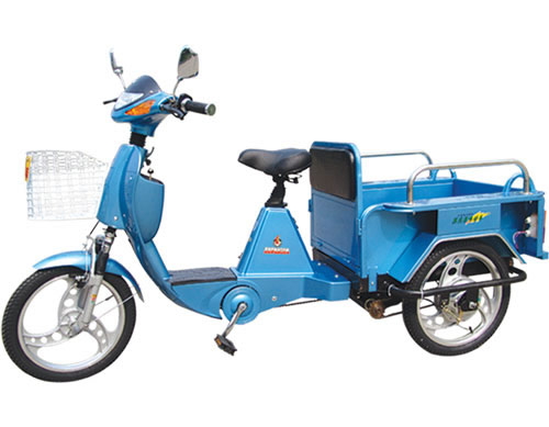 Electric Cargo Tricycle with Front Basket and Rear Cargo Area
