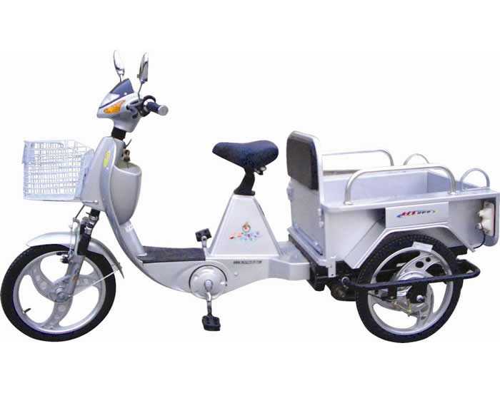 Electric Cargo Tricycle with Front Basket and Rear Cargo Box