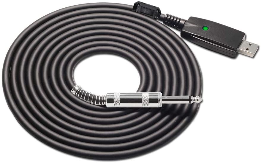 USB to 1/4" Mono Guitar Cable, 10ft