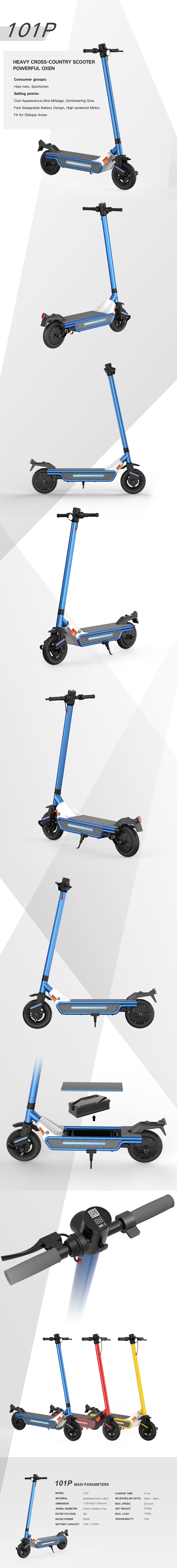 101P Heavy Cross-Country Electric Scooter with main parameters and selling points