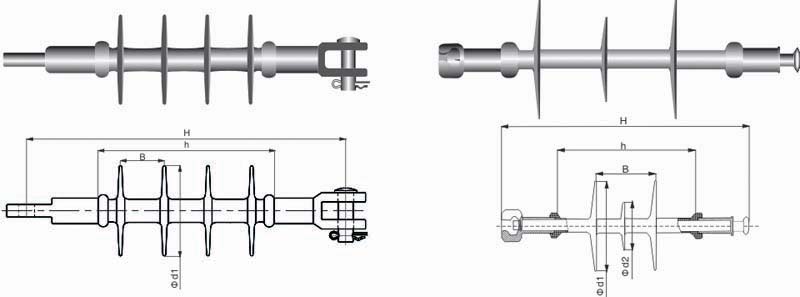 11kV Composite Long Rod Suspension Insulator Schematic