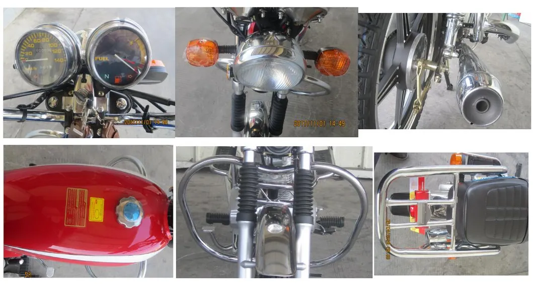 CG series motorcycle dashboard and front view showing chrome accents and luggage rack