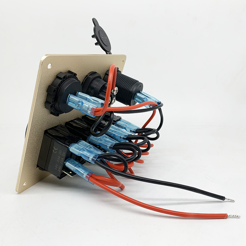 12V-24V 4 Gang Rocker Switch Panel with USB Charger Voltmeter Cigarette Socket - Image 3