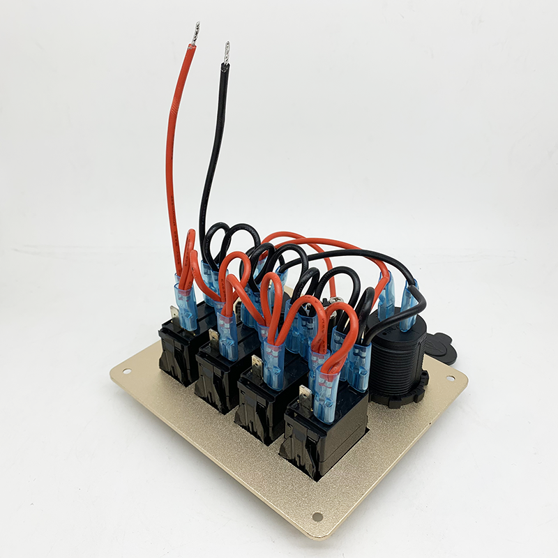 12V-24V 4 Gang Rocker Switch Panel with USB Charger Voltmeter Cigarette Socket - Image 2