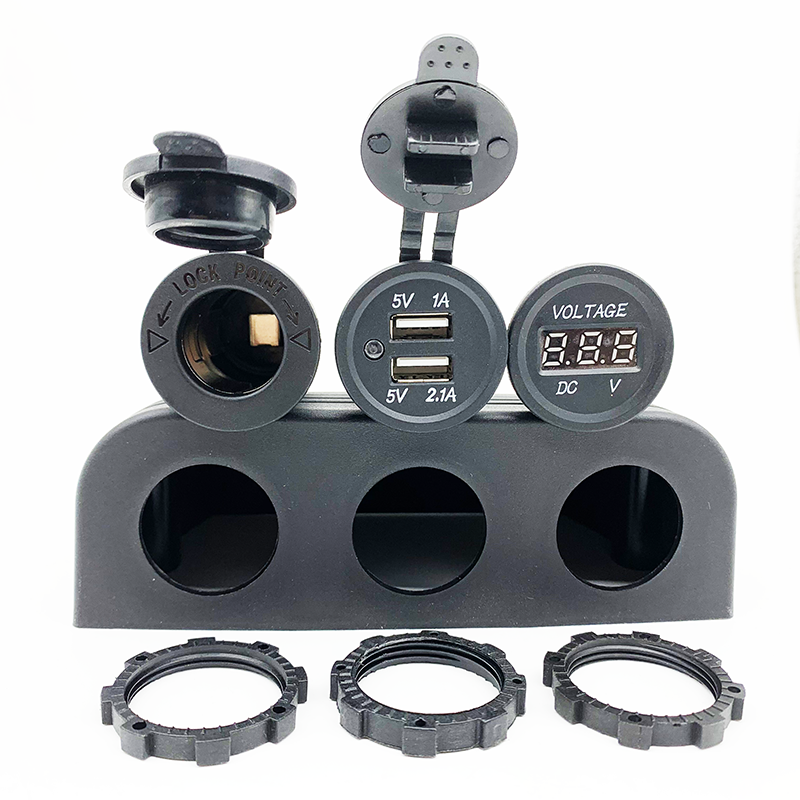 12V 3 in 1 USB Outlet Socket Panel Cigarette Lighter Socket 3.1A Dual USB Car Charger - Image 3