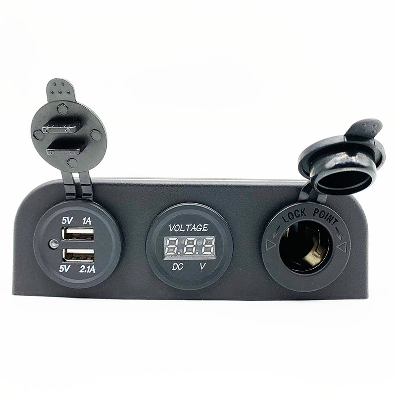 12V 3 in 1 USB Outlet Socket Panel Cigarette Lighter Socket 3.1A Dual USB Car Charger - Image 2