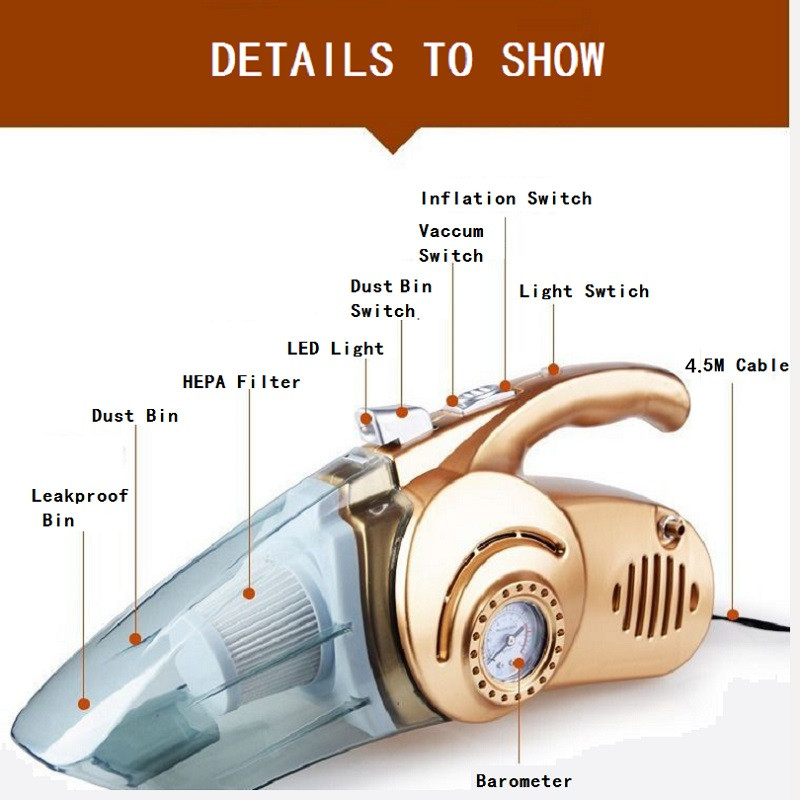 12V Portable Vacuum Cleaner with Barometer