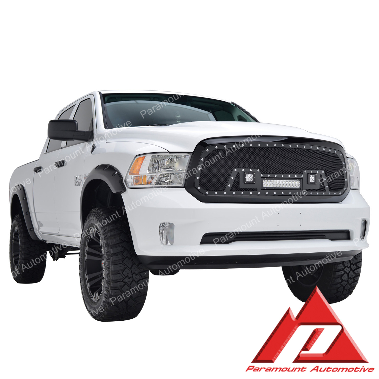 13-18 Dodge Ram 1500 All Evolution Matte Black Stainless Steel Wire Mesh Packaged Grille With Three LED Lights - Image 2