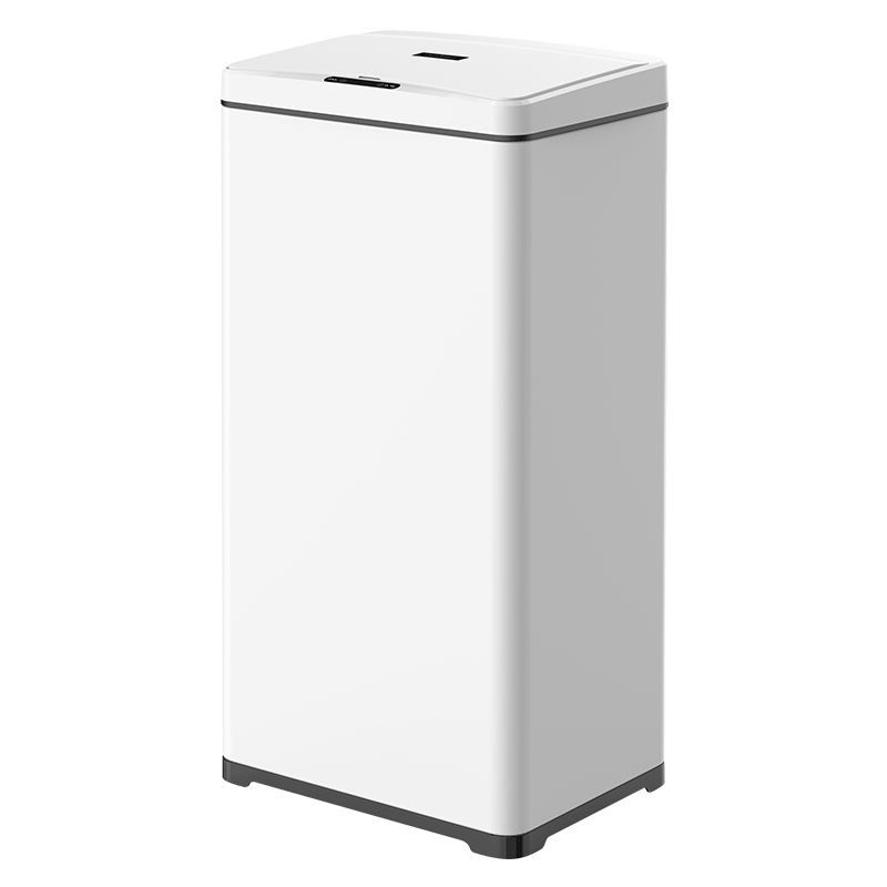 White automatic sensor trash can