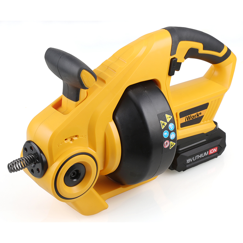 18V Lithium-Ion Cordless Electric Drain Cleaner with 25-Foot Cable