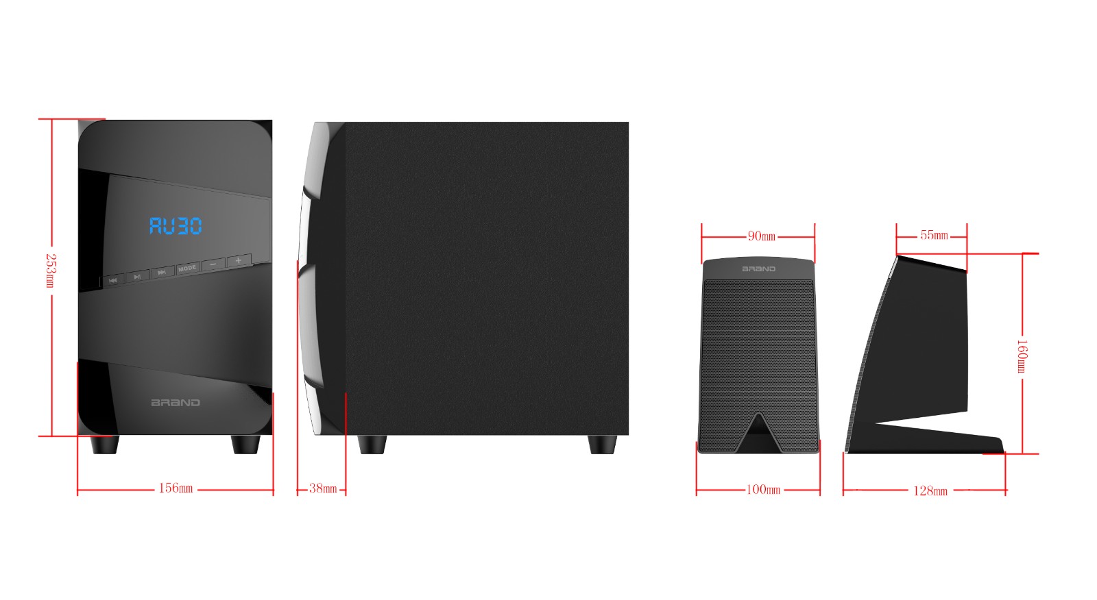 2.1 Channel Multimedia Home Theater Speaker System with Bluetooth, USB, SD, and FM