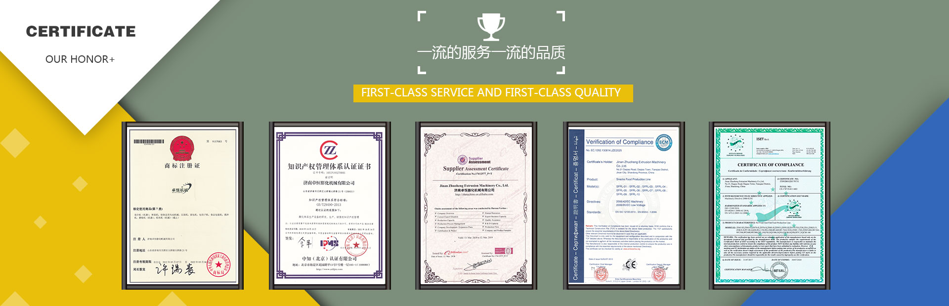 Quality compliance and safety certificates