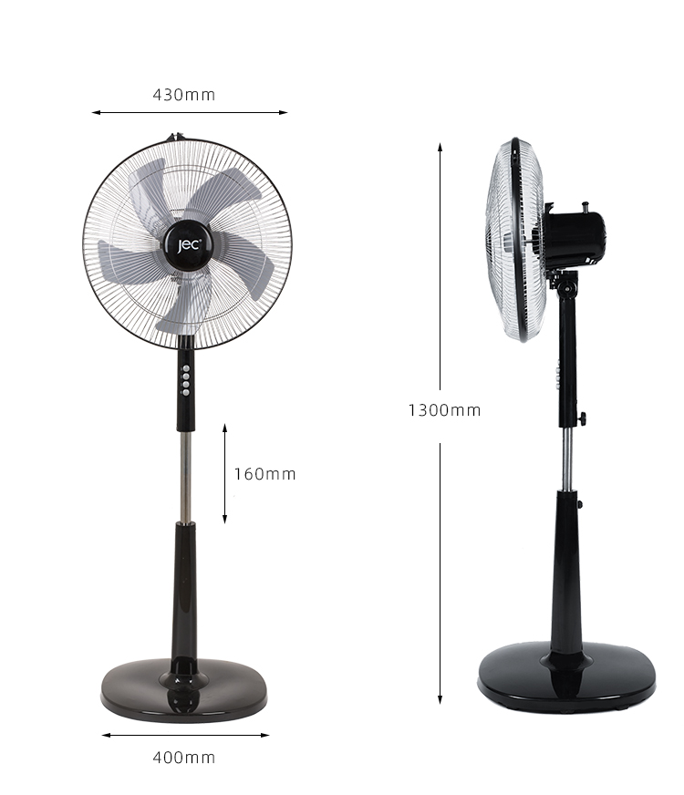 Fan dimensions and height adjustability