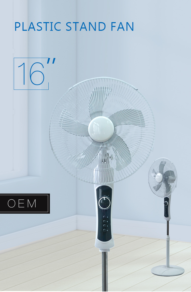 16-inch stand fan with plastic body and central control panel