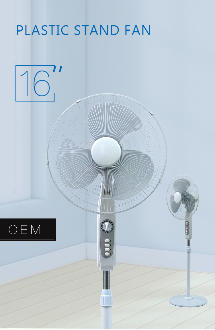 16-inch plastic stand fan overview