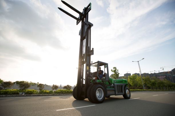 Forklift operating in industrial environment