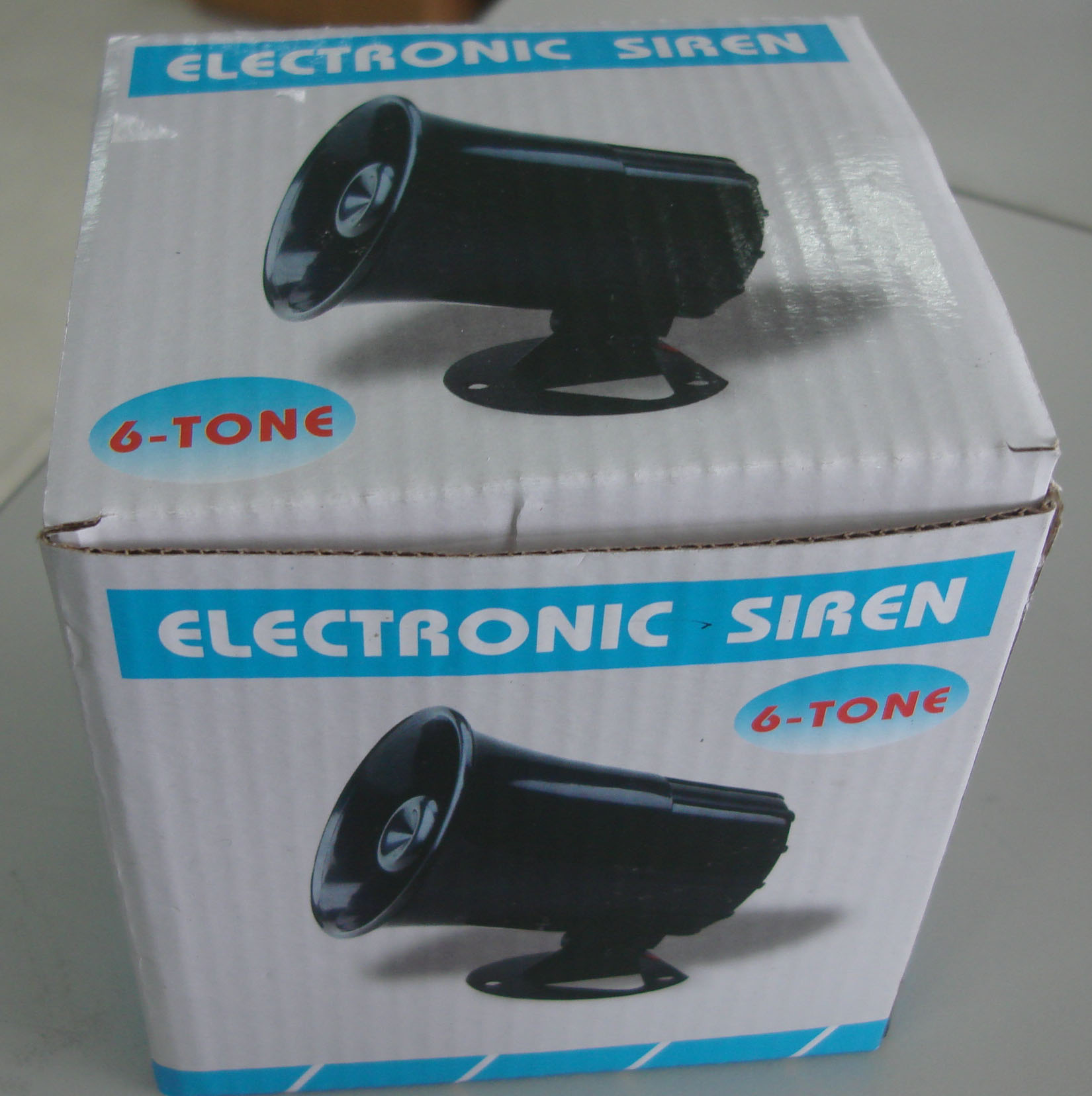 Six-tone electronic siren unit with 4-inch horn