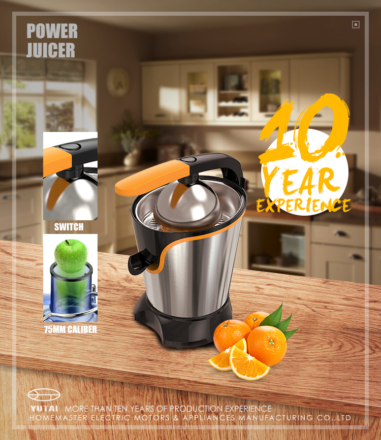 Juicer with 75mm caliber and power switch