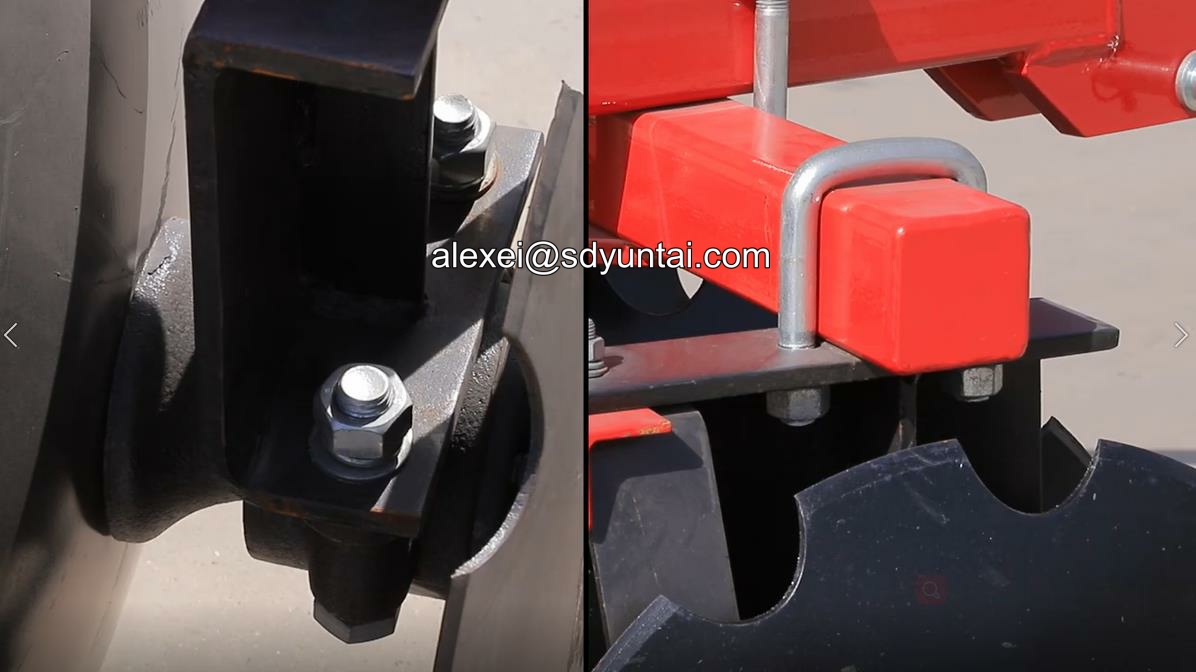 Close up of disc harrow components