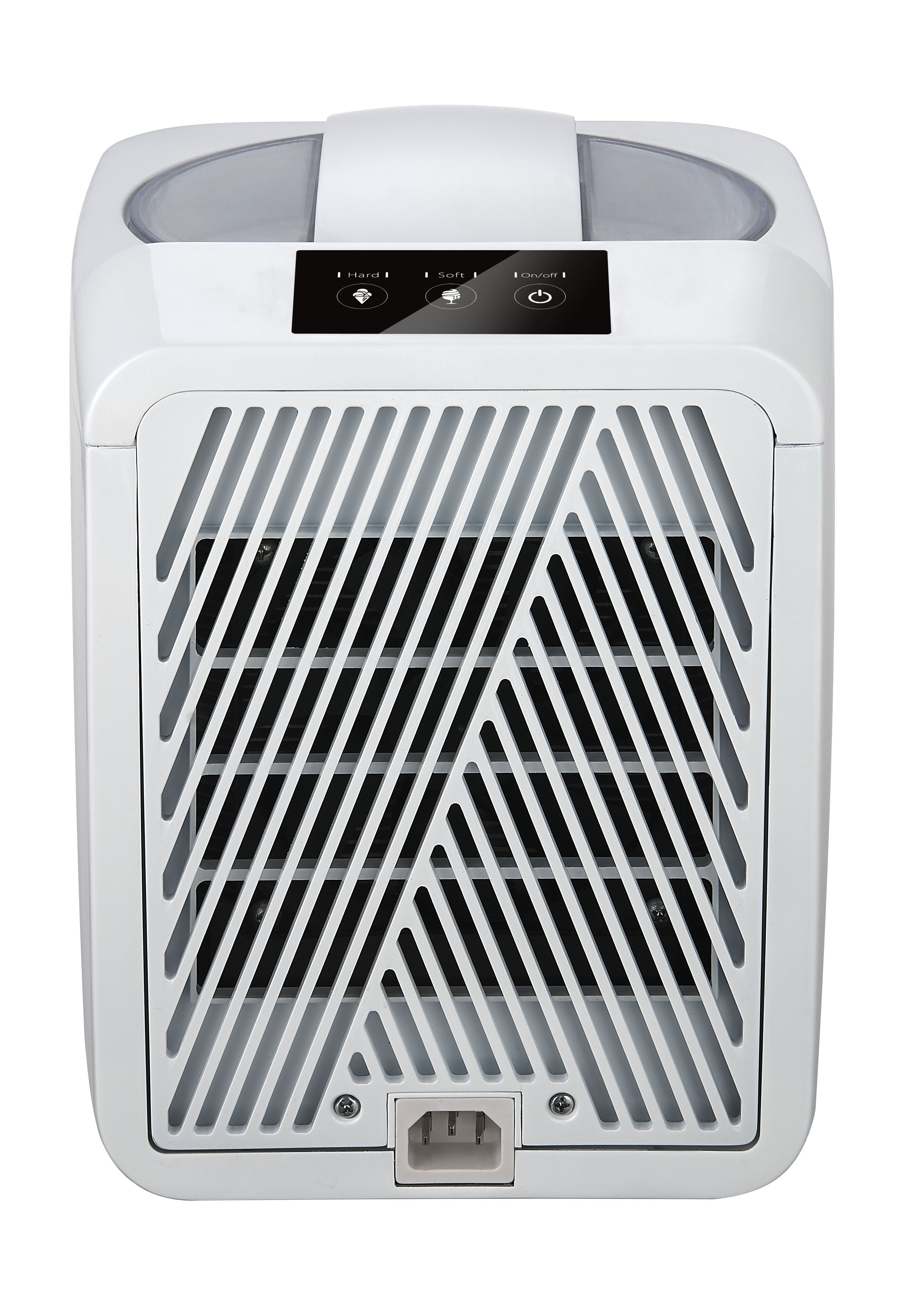 Rear view of the ice cream maker showing ventilation and power inlet
