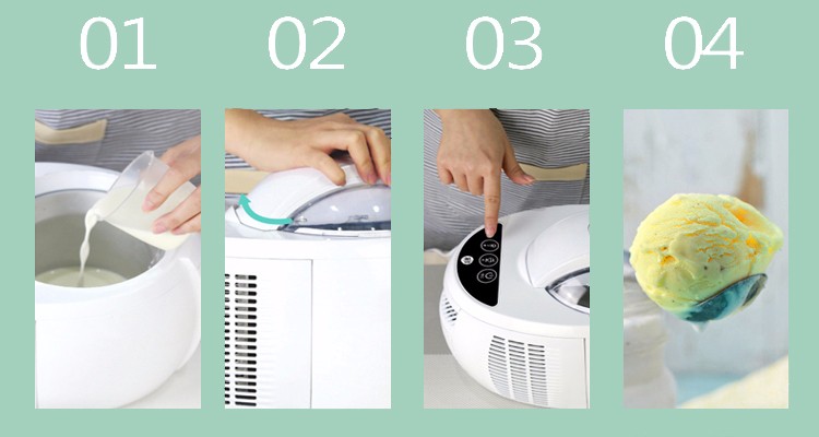 Step by step operation of the ice cream maker