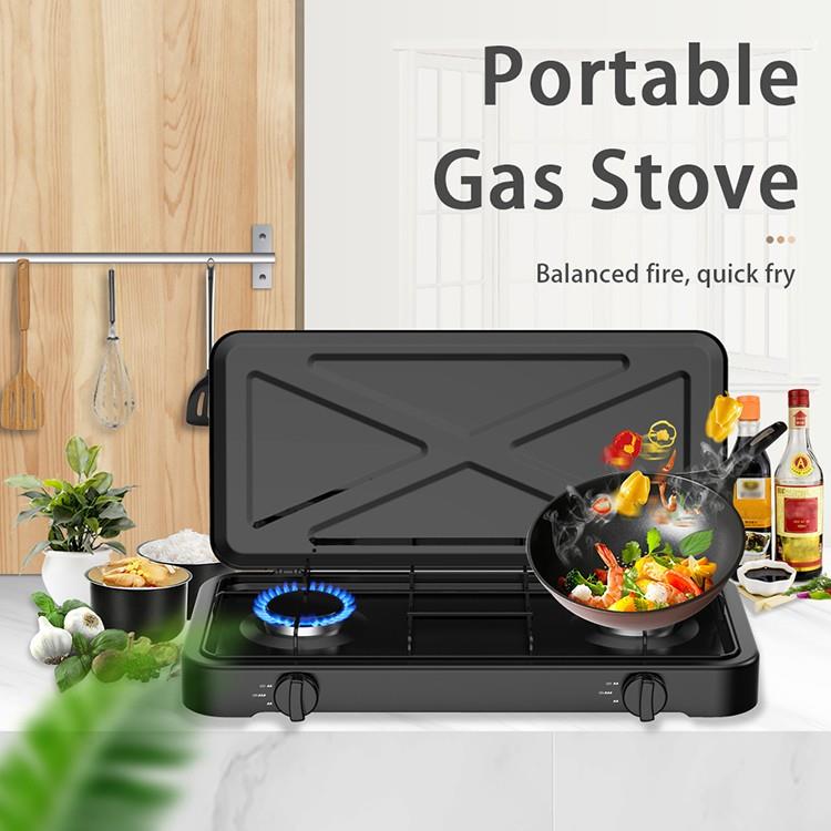 2 Burners Portable Outdoor Cooktop Camping Cooker Kitchen Gas Stove - Image 2