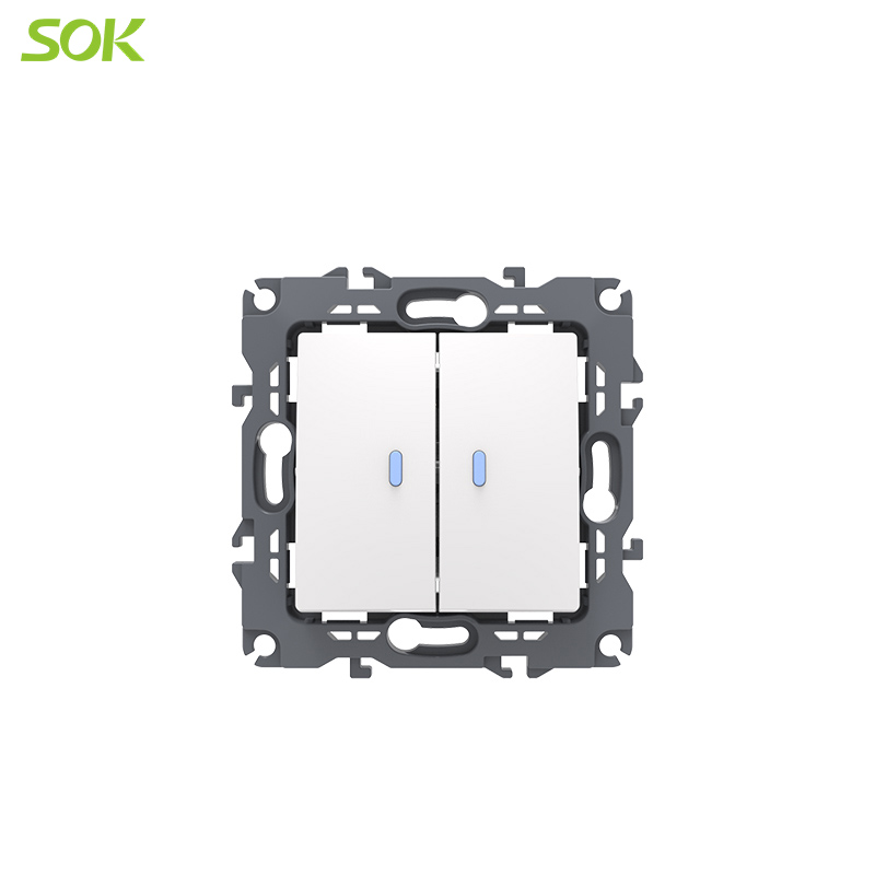 2 Gang 2 Way Wall Switch with LED Indicator-Screwless Terminal - Image 2