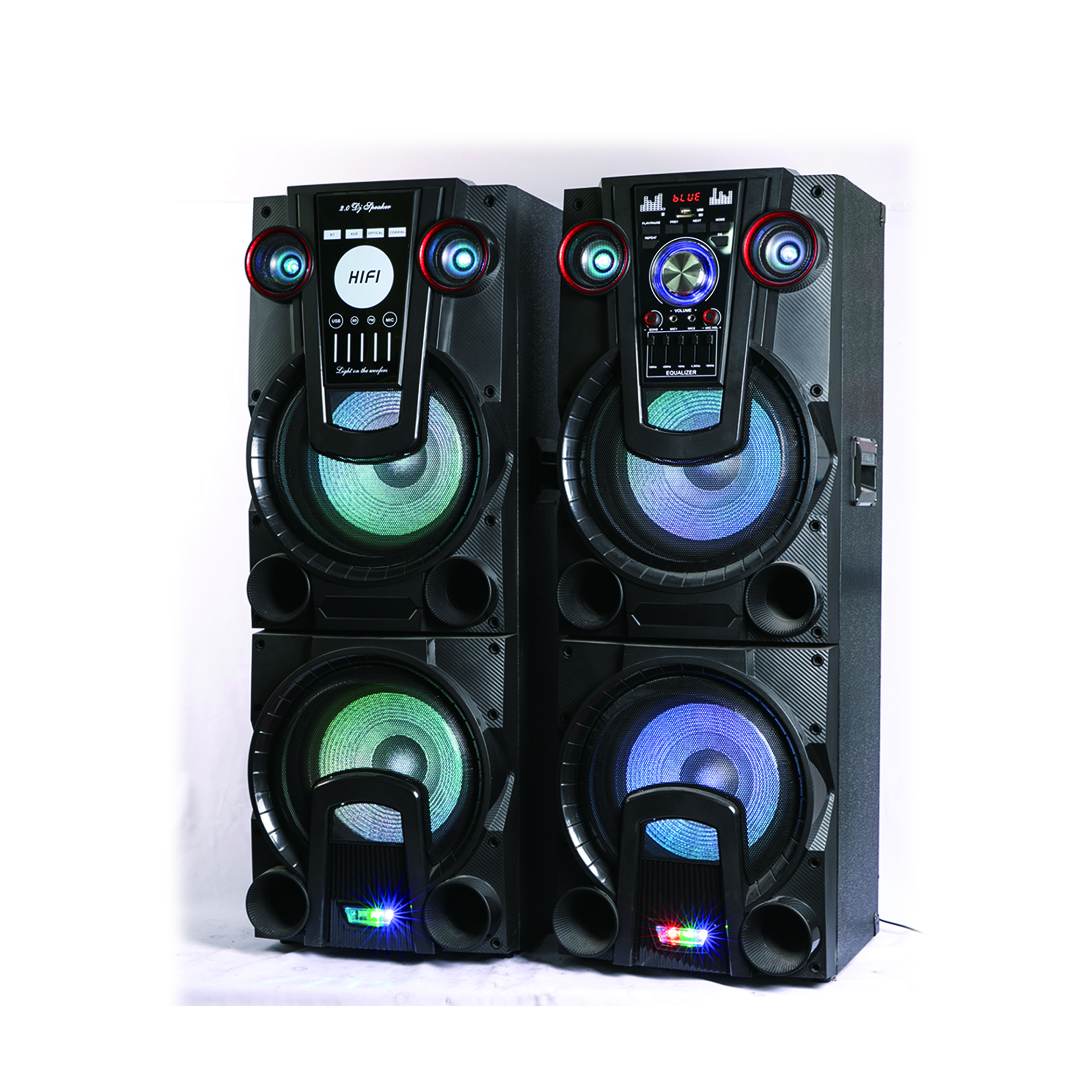 Dual Speaker Stage Audio System with LED Lighting