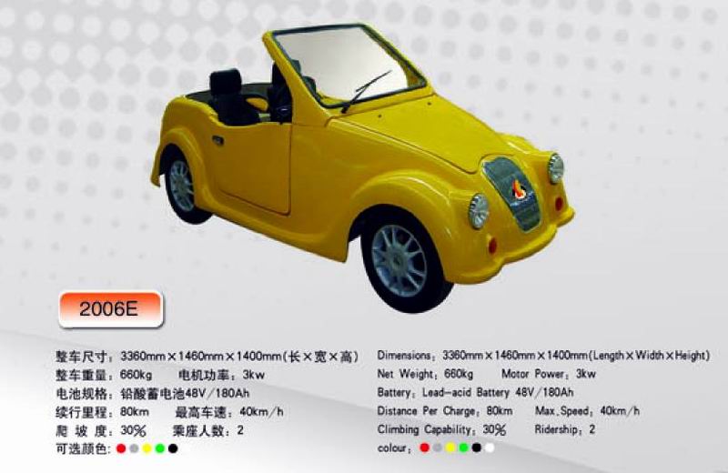 Electric Convertible Car, 48V 180Ah Battery, 40km/h Max Speed