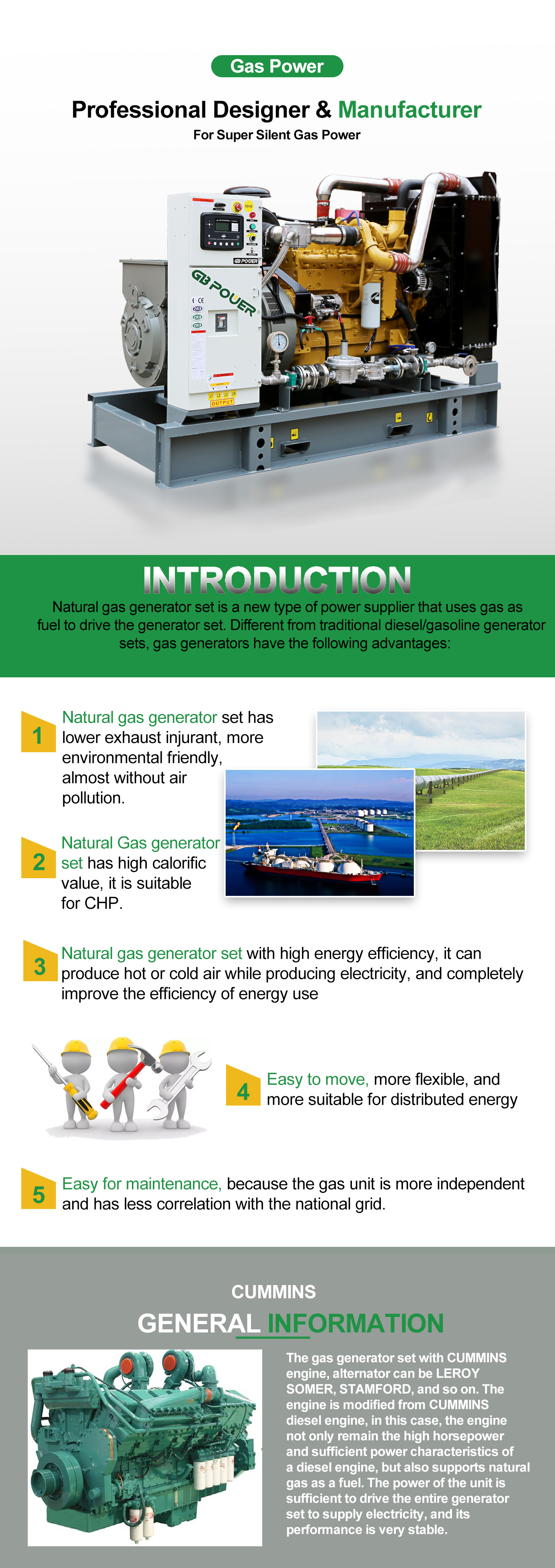 200 KVA Natural Gas Generator unit featuring robust cooling and exhaust systems
