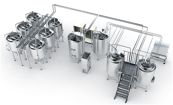Complete brewery equipment layout
