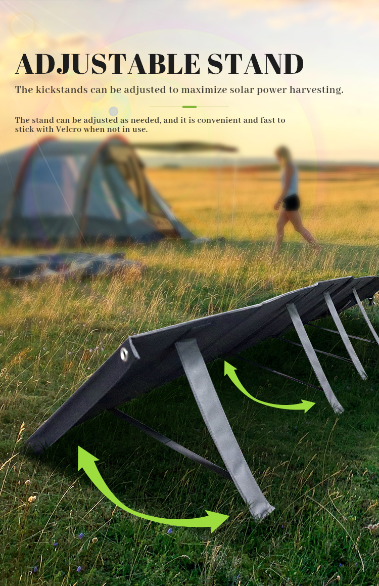 Solar panel with adjustable rear kickstands