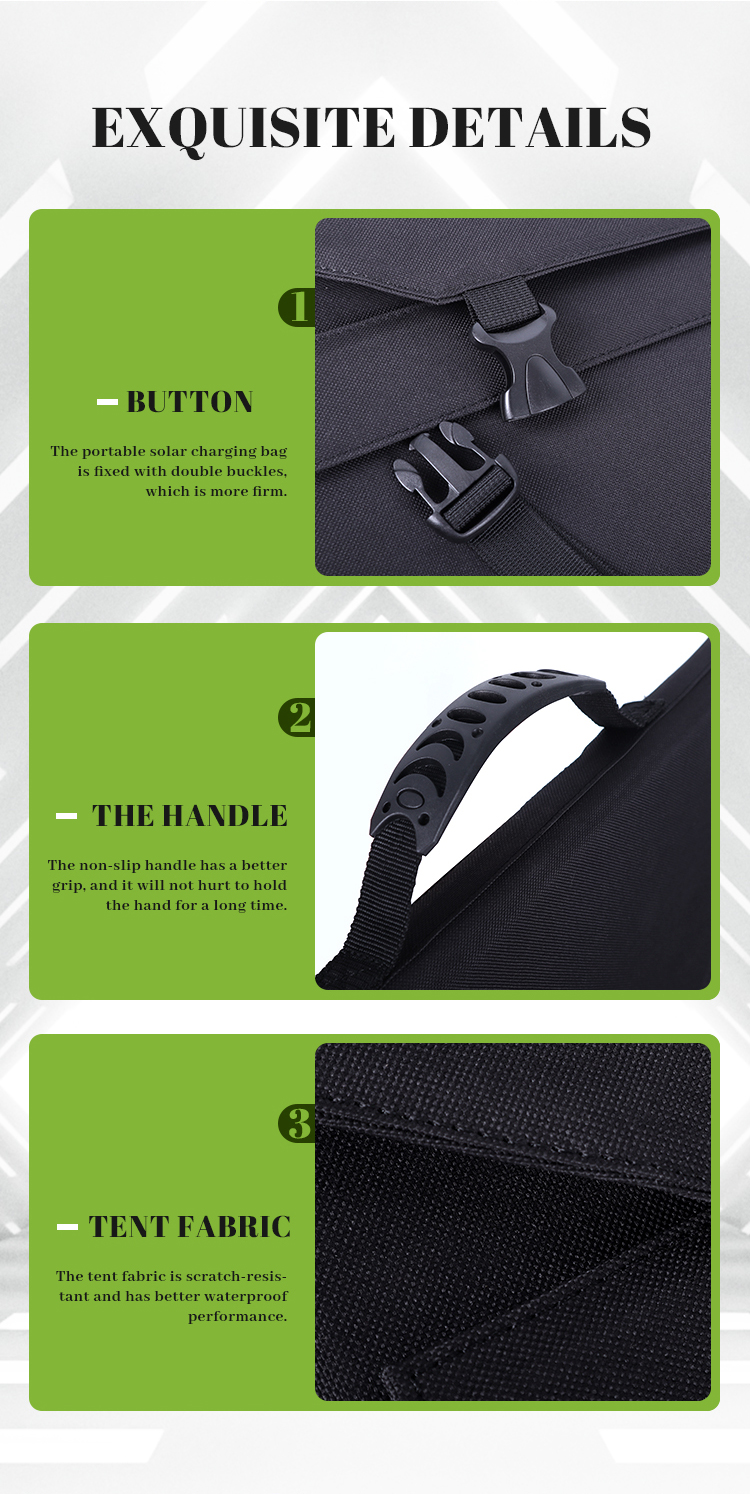 Close up of handle, buckles, and fabric texture